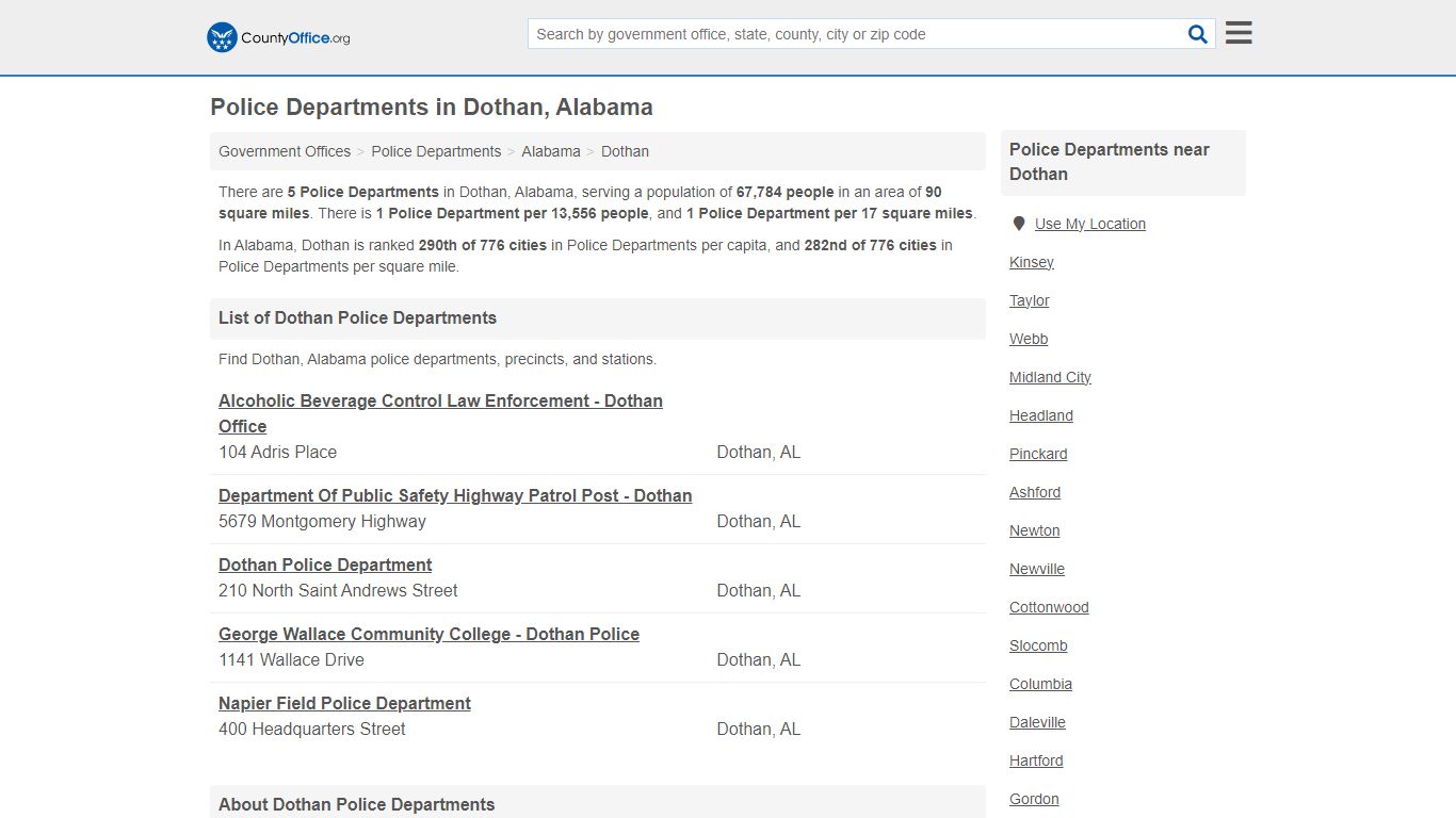 Police Departments - Dothan, AL (Arrest Records & Police Logs)